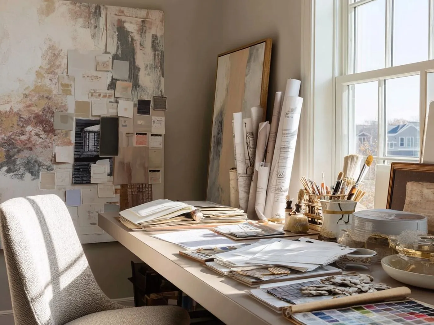 Designed interior with specified artwork