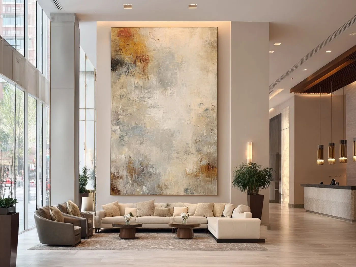 Hotel interior with hand-painted art